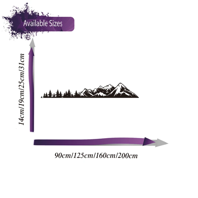 숲속 자동차 스티커 데칼 포함 대형 경사 산맥, 차체 측면 후드 픽업 테일 게이트 캠핑카 Rv 모터홈 비닐 장식
