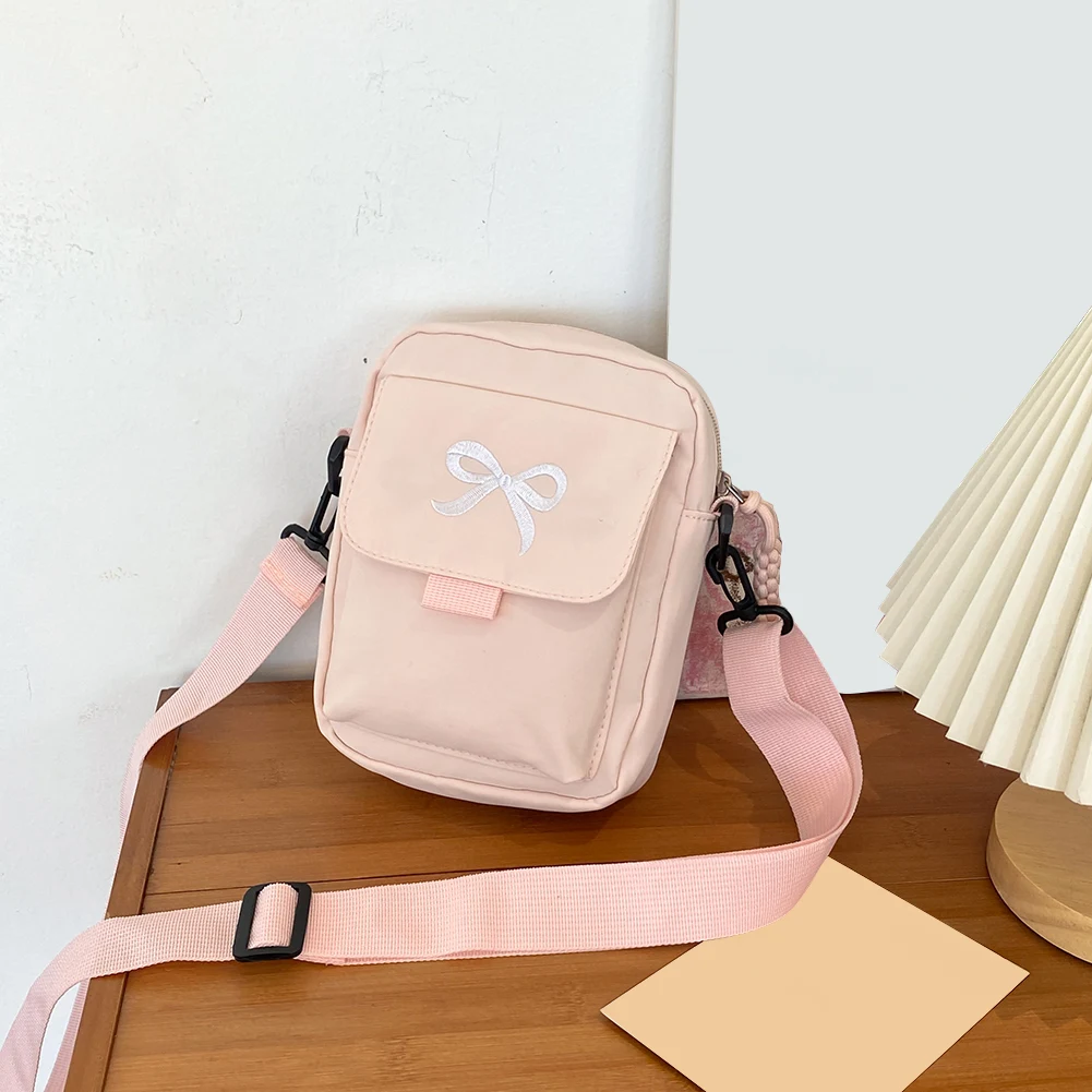 

Женская модная сумка через плечо с бантом, большая вместительная повседневная сумка-мессенджер, нейлоновая сумка-мессенджер с регулируемым ремнем, простая сумка-сэтчел для телефона