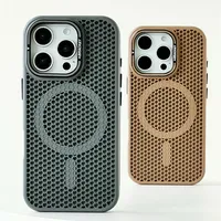 Honeycomb Grid Mesh Cooling Magsafe Phone Case for iPhone 16 ProMax 15Pro 14 13 12 11 Alloy Lens Bracket Wireless Charging Cover