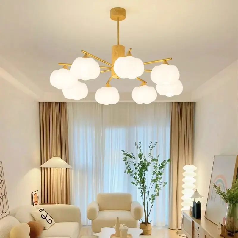 Living room lamp ceiling lamp, cream wind log, modern minimalist atmosphere main lamp, dining room bedroom room