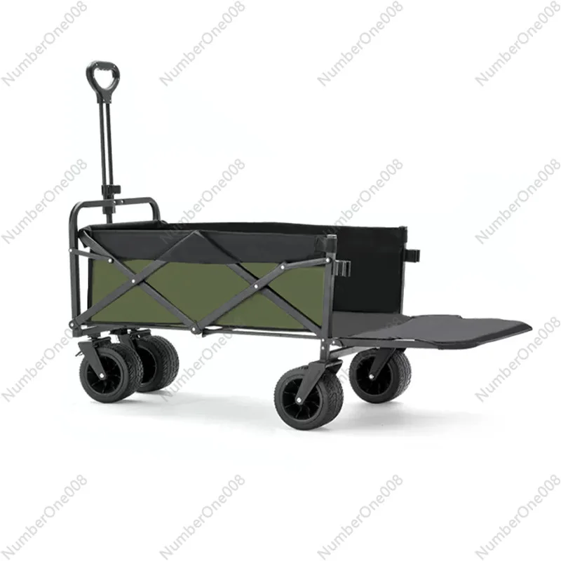 

Cross-Border Outdoor Camp Car Trolley Foldable Trailer Stall Oversized Trolley Hand Pull Back Open Camper