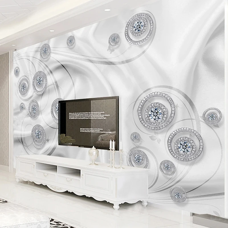 

Custom 3D Mural White European Style Jewelry Photo Wallpaper For Bedroom Living Room TV Sofa Backdrop Wall Home Decor Poster