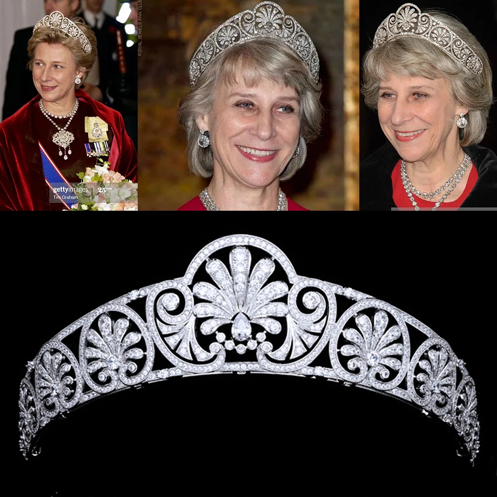 

Himstory Retro European The Queen Mary's Honeysuckle Tiaras Royal Princess Hair Crown Bride Wedding Cubic Zircon Accessories