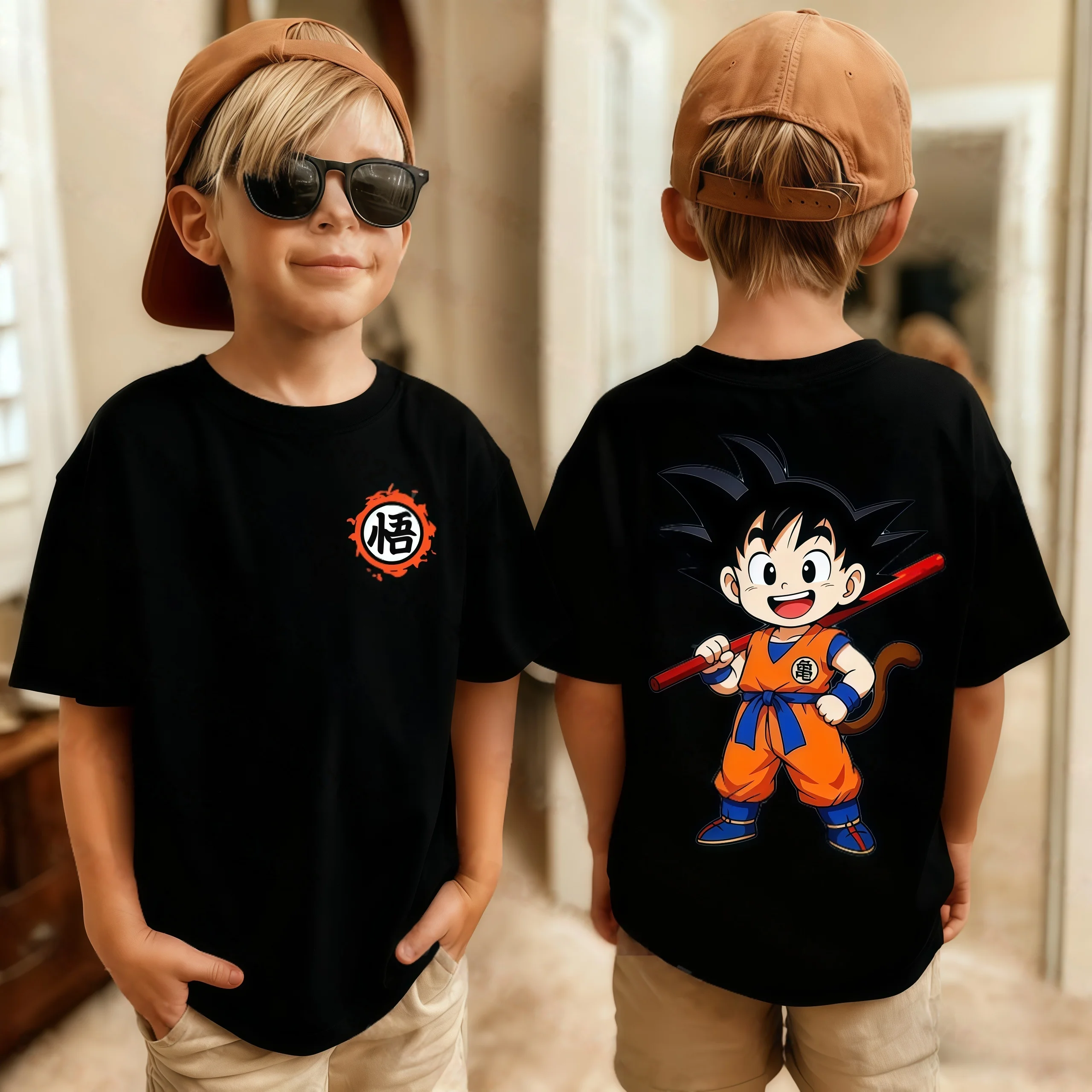 Anime Dragon Ball Kids T-shirt Son Goku Cute Cartoon Print Summer Boys Girls Loose Breathable Short Sleeve Clothing 3-12Y view 4