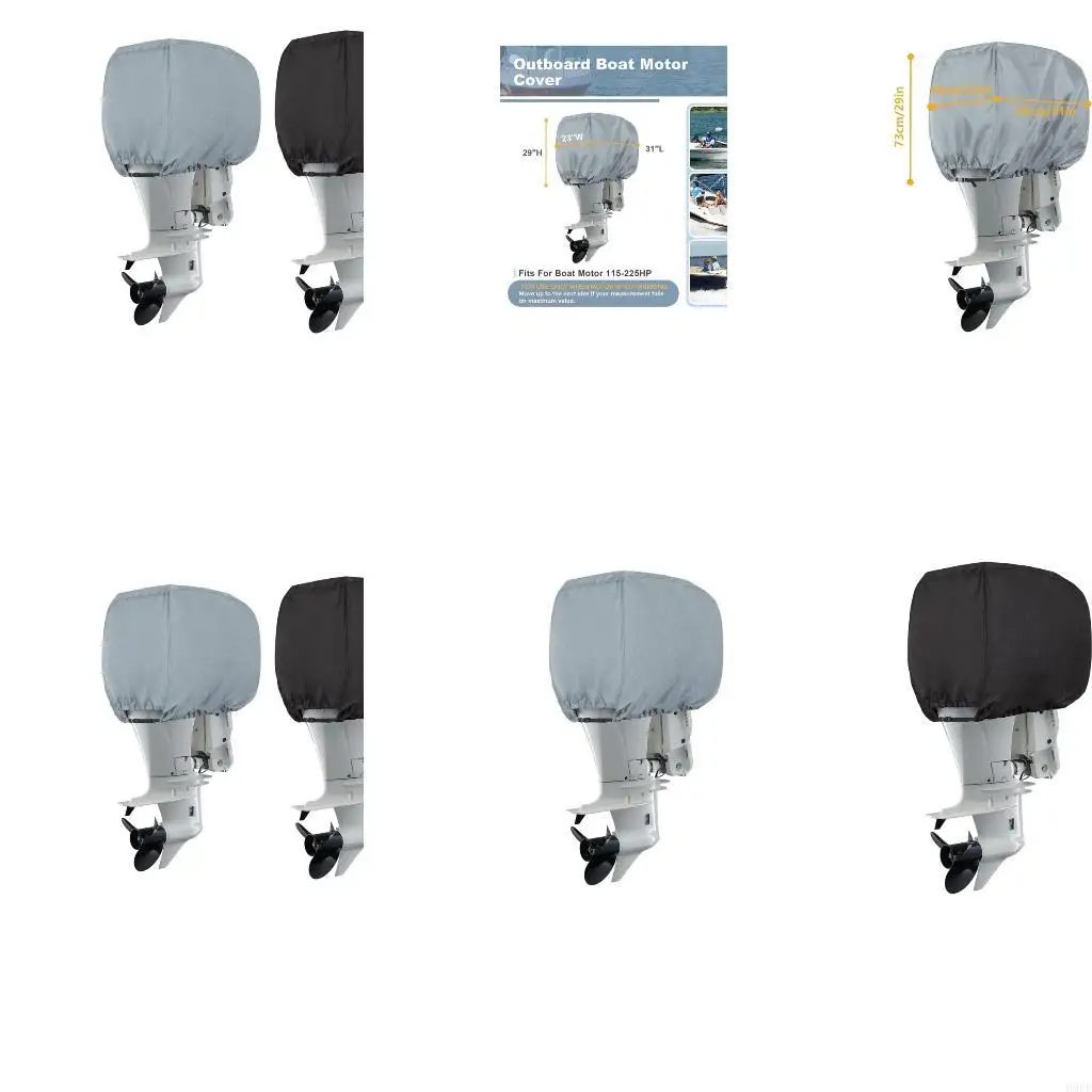 

Universal 600D TPE Motor Cover For 115-225 Horsepower Boats Weatherproof Dustproof Design Easy Install H9EE