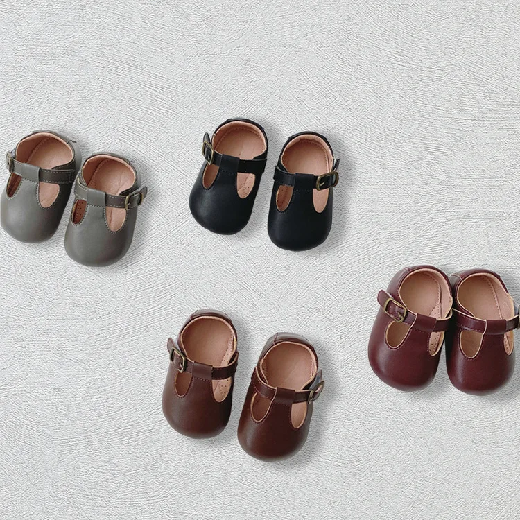 Baby New Single Shoes Fashion Girl Princess Korean Stylen Soft Sole Non-slip Casual Simple Solid Color Toddler Leather Shoes