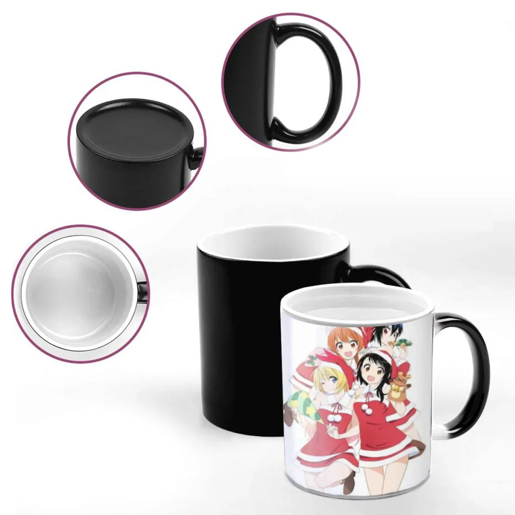 Pseudo Love Anime Coffee Mugs Creativ Color Changing Milk Tea Cup Ceramic Magic Heat Sensitive Mug Gifts