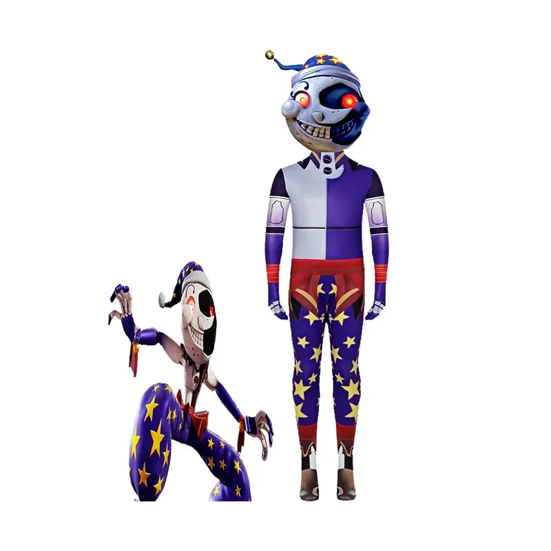 Anime Sundrop Moondrop Cosplay Costume Sun Moon Clown Puppet Cosplay Outfit Halloween Birthday Party Costume Mask Kids Boy
