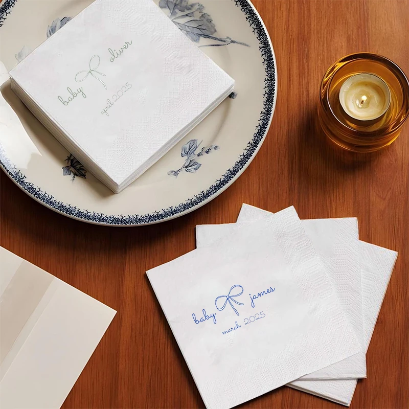 

Baby Shower Custom Cocktail Napkins Personalized Newborn Name Napkins Baby Shower Party Favors Baby Shower Decorations