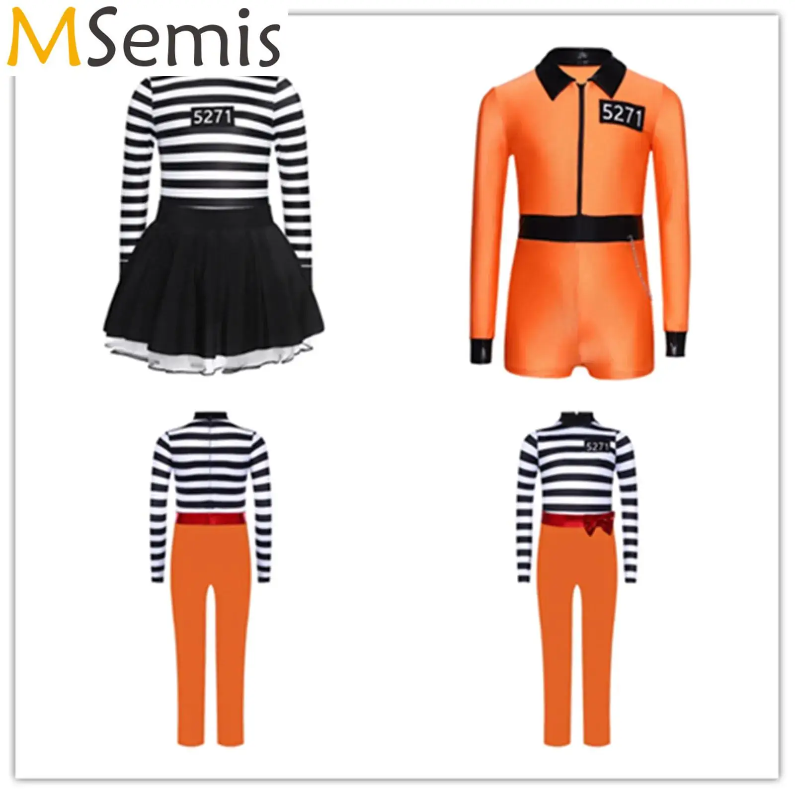 

Детский карнавальный костюм заключенного для девочек, костюм заключенного на Хэллоуин, тематические наряды для вечеринок, полосатый тюремный комбинезон, платье