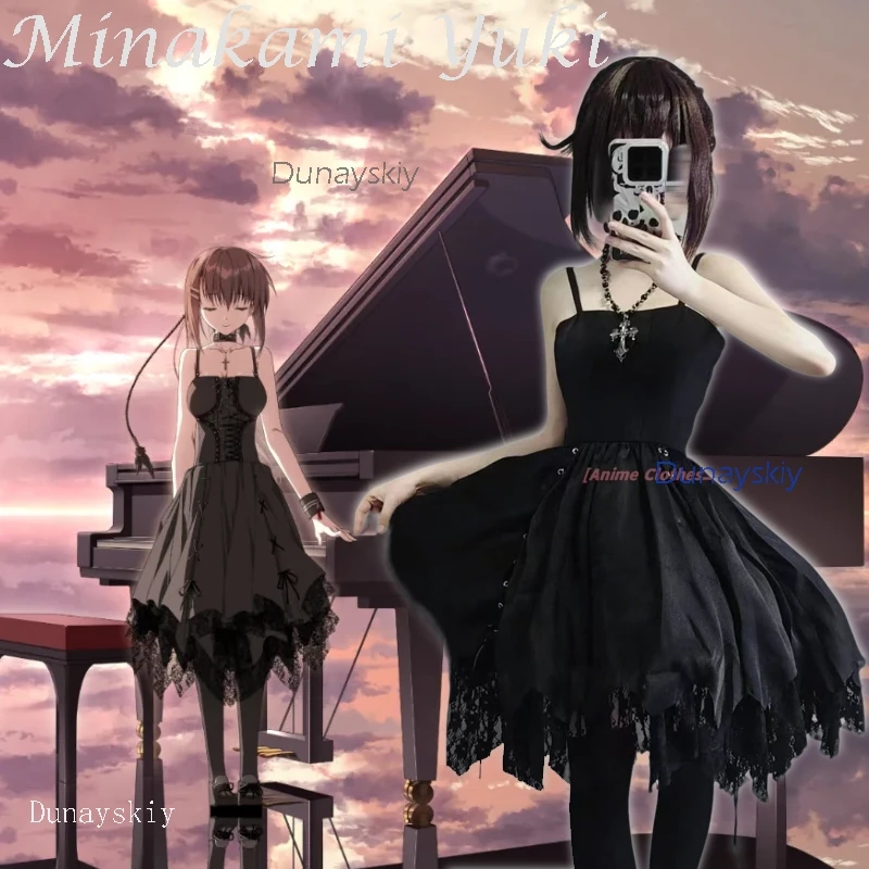 

MoeMimic Store Minakami Yuki Cosplay Costumes Yuki-nee Wig Game Black Dress Subarashiki Hibi Wonderful Everyday Halloween Galgam