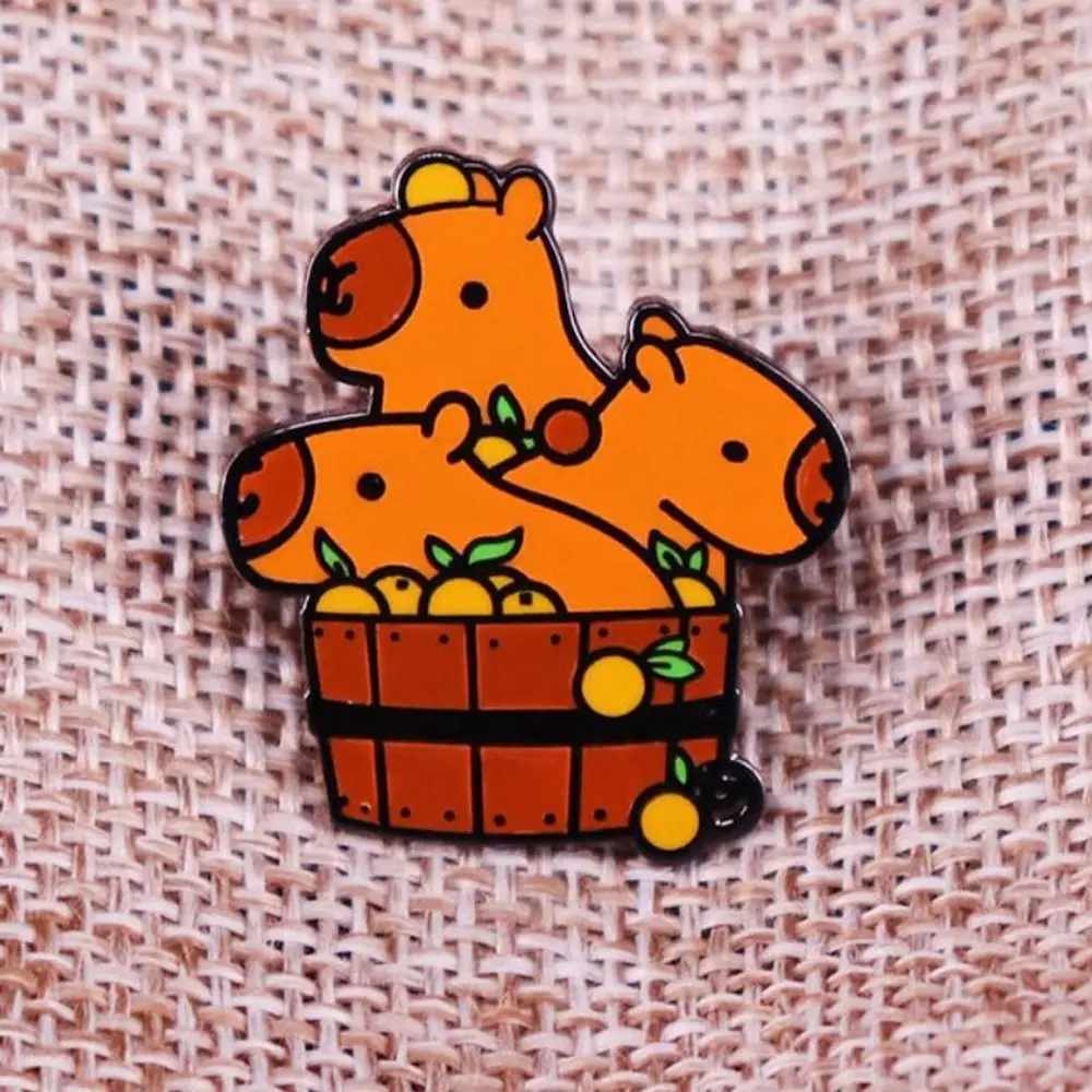 Coat Animal Capybara Brooch Emoticon Pack Metal Cartoon Pin Brooch Cartoon Cute Capybara Alloy Badge Backpack Accessories