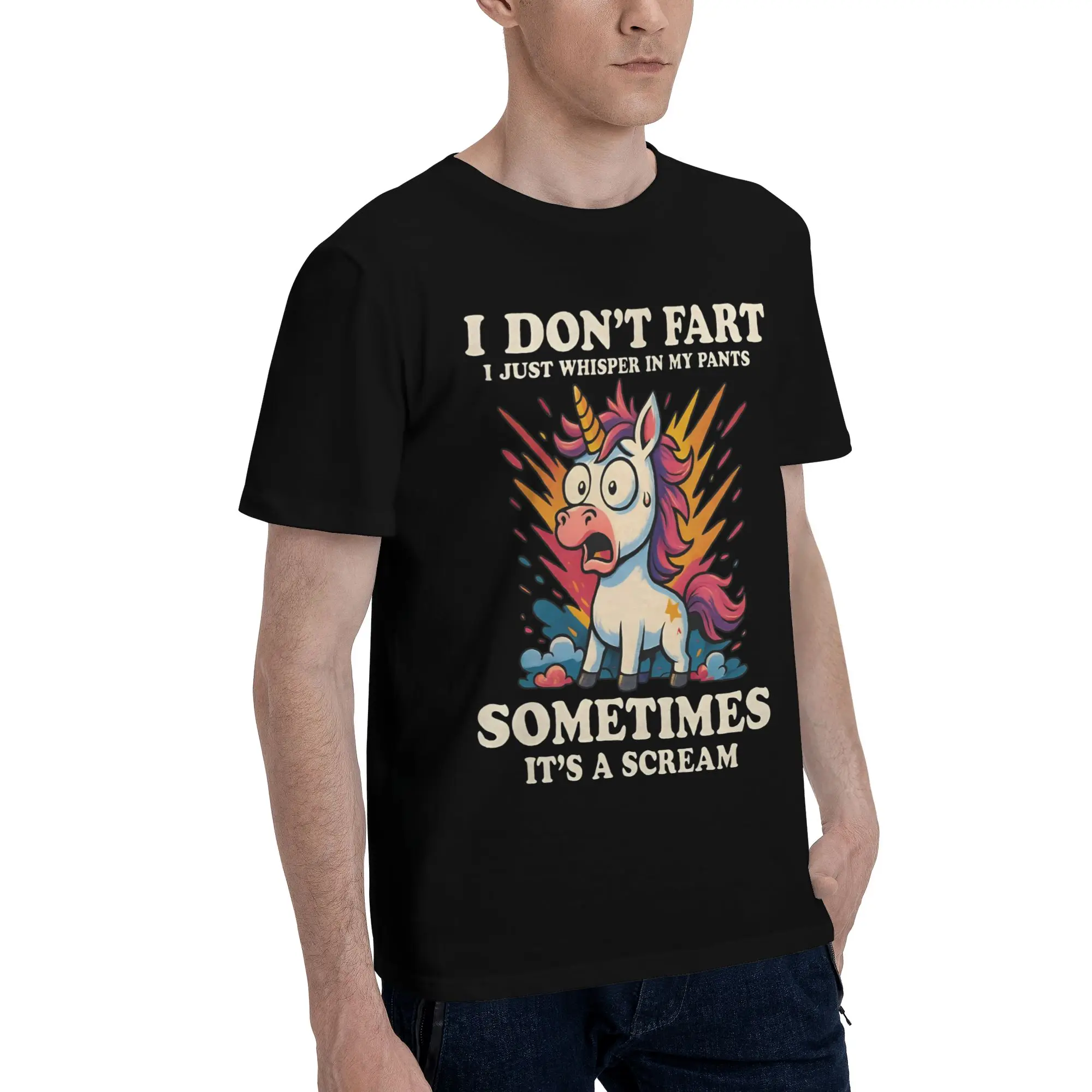 Don't Scare Me I Fart Easily Funny Sarcasm Funny Chicken Merch Men Women T Shirt 100% Cotton Tee Graphic Print  T-shirt Clothing