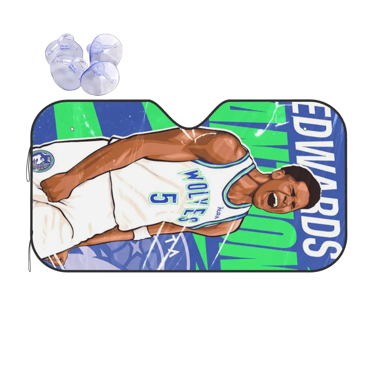

Anthony Edwards Timberwolves Illustration Artwork Sunshade Windscreen Car Front Windshield Window Sun Visor Accessories Covers