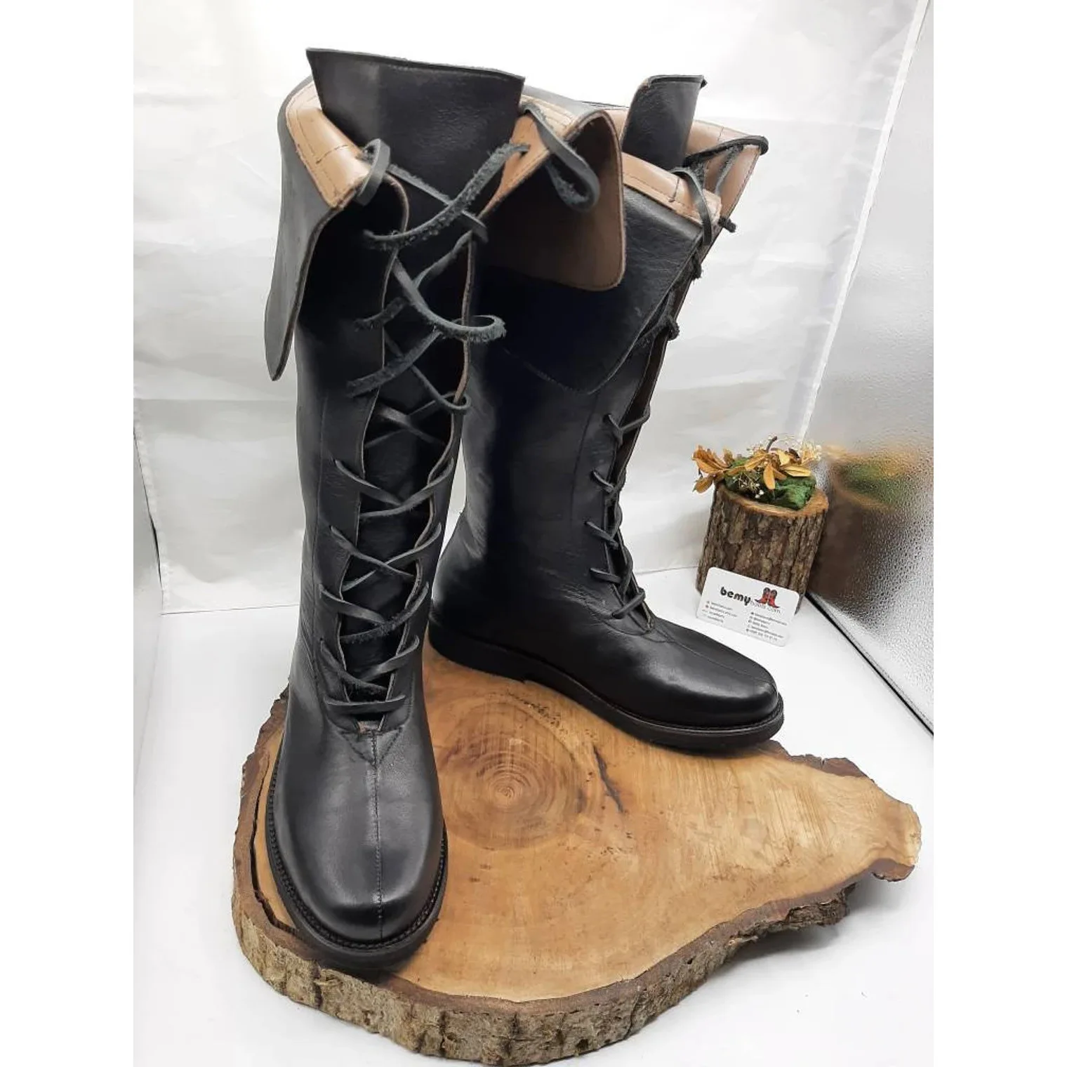 Mittelalterliche Herren Gothic Piratenstiefel Erwachsenen-Accessoire Halloween Cosplay Schuhwerk Stiefel Steampunk Ritter Schnürschuhe – Detail 12