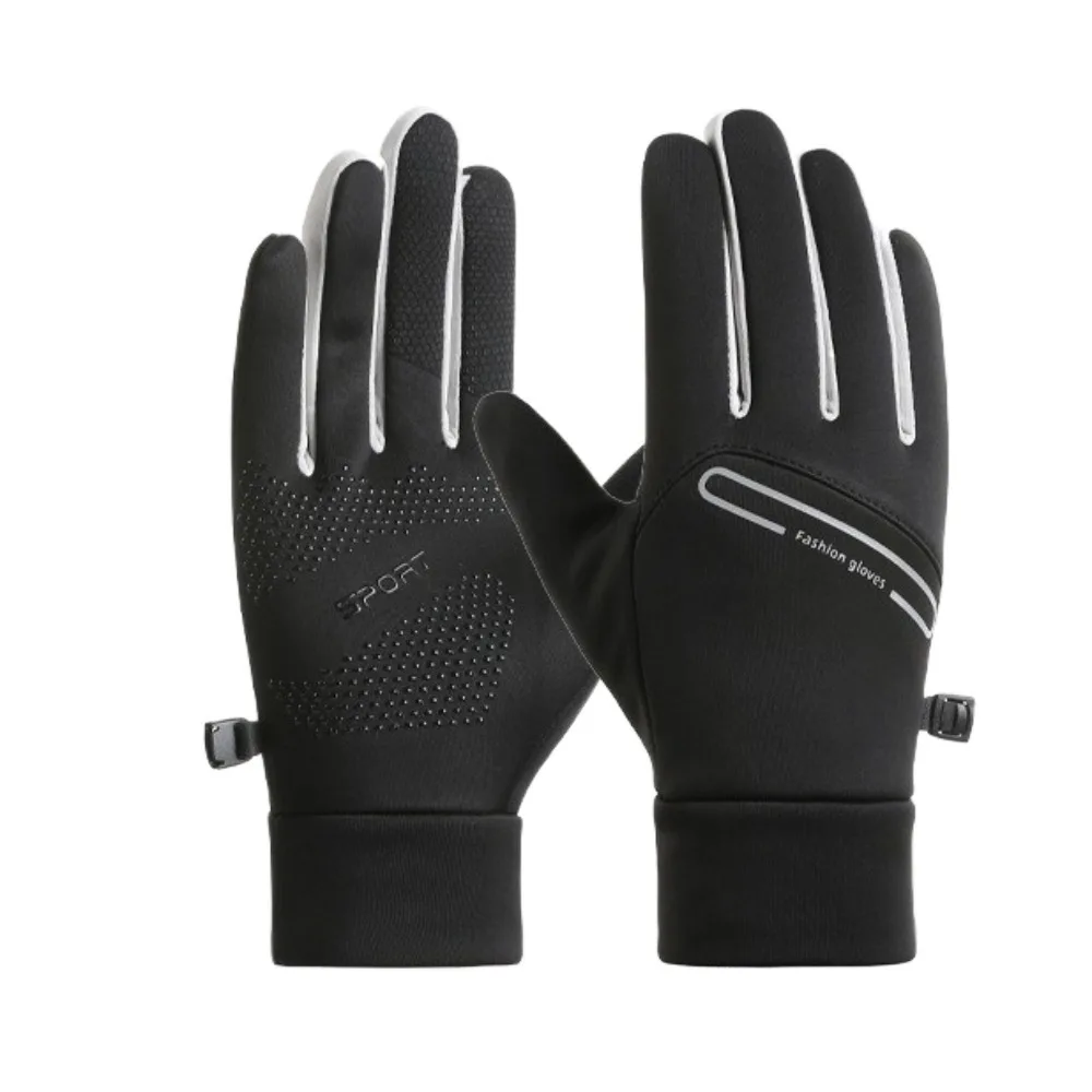 

Однотонные зимние теплые перчатки унисекс, велосипедные перчатки с сенсорным экраном и полным пальцем, противоскользящие морозостойкие спортивные варежки для езды на велосипеде