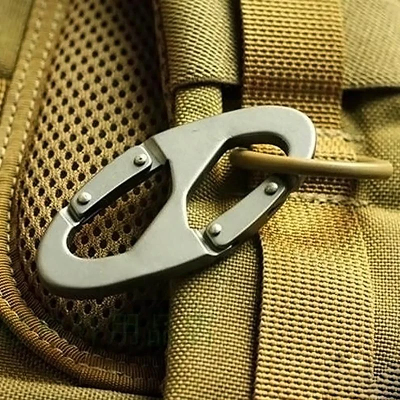 Karabiner Aloi seng dengan kunci Mini, aksesori penguncian kunci gesper ransel berkemah luar ruangan anti-maling