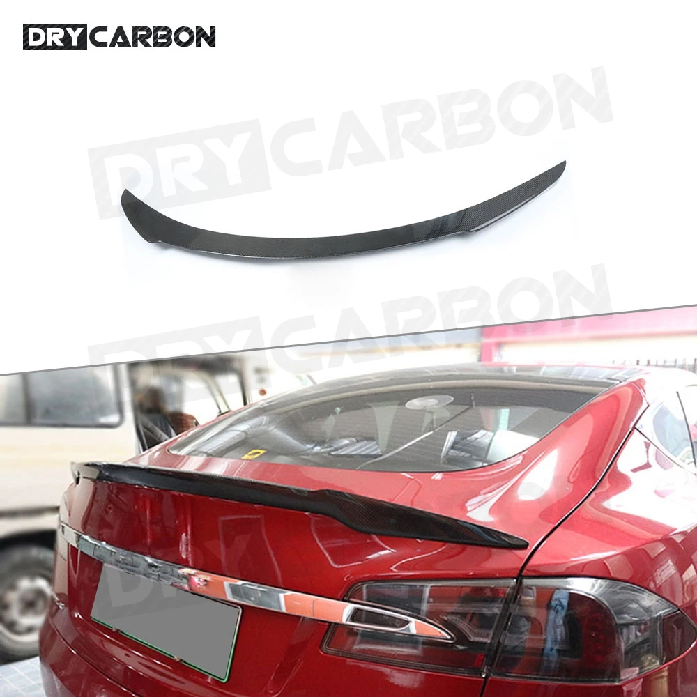 

Carbon Fiber Rear Spoiler for Tesla Model S Sedan 60 70 75 85 90 D P85D P90D P100D 2012 - 2019 FRP V Style Boot Trunk Wings