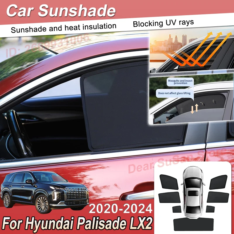 

For Hyundai Palisade Body Kit 2020~2024 LX2 Auto Mesh Sunshade Sunscreen Window Windshield Sun Shade Visors Part Car Accessories