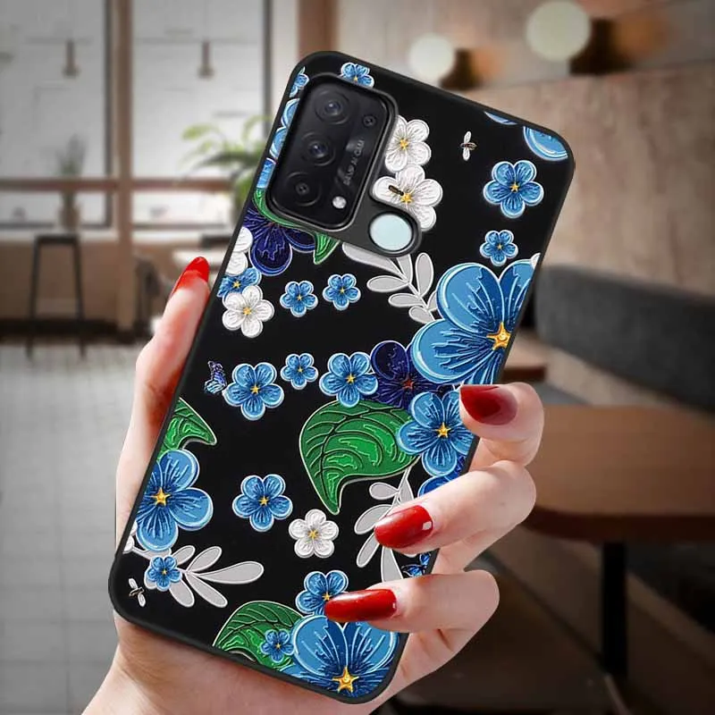 Phone Case For OPPO Reno 5A Cover Floral Relief Emboss Silicone Cases for Reno5 A 5G 9A 7A 3A Protective Capa Reno5A 5 A Japan