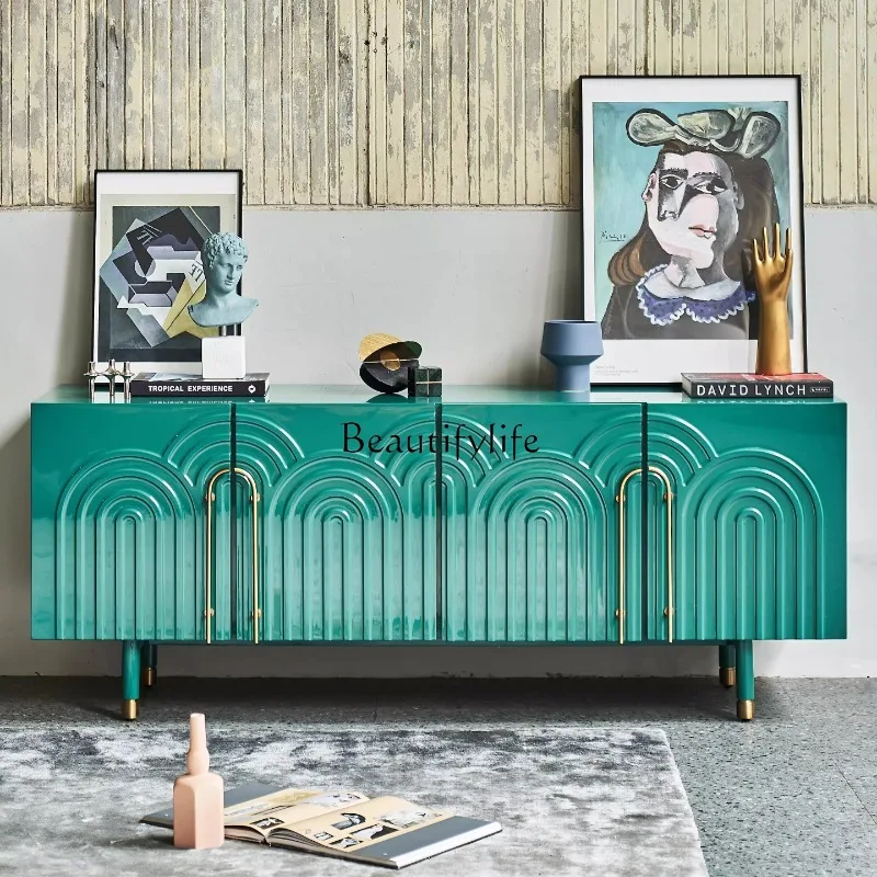 

Modern light luxury simple TV cabinet entrance against the wall solid wood living room cabinet modern side cabinet hotel