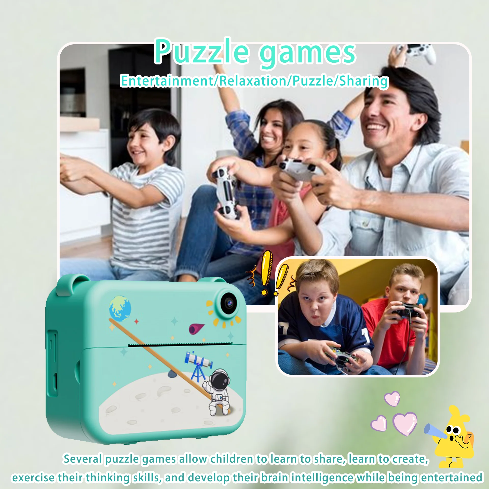 Kids Instant Camera Printer Photo Photography High quality Print 1:1 Reduction Portable 2.4Inch Screen With Three Printing Modes