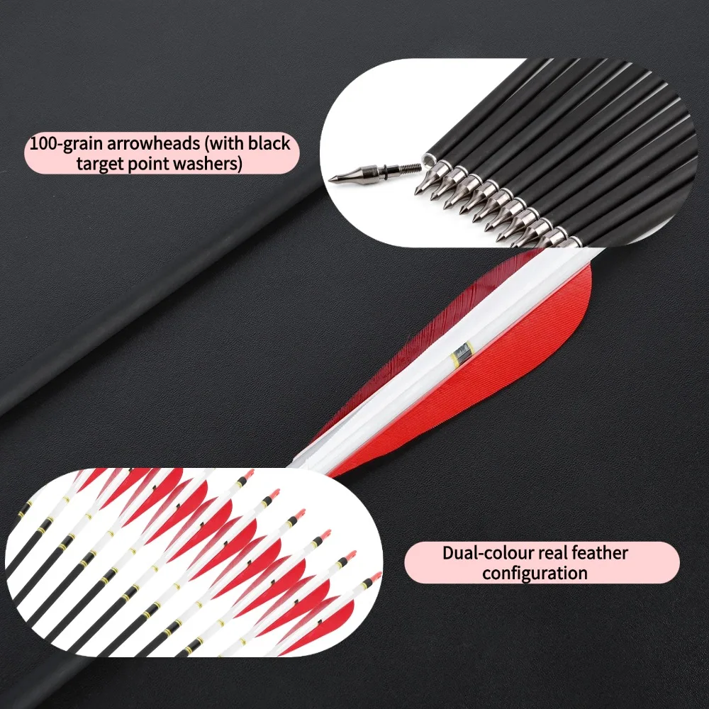 6/12 قطعة سهم كربون مختلط الرماية 100 جرام رأس السهم Spine500 4/5 بوصة قطرة الماء تركيا السهم ريشة قوس الرماية الصيد الرماية