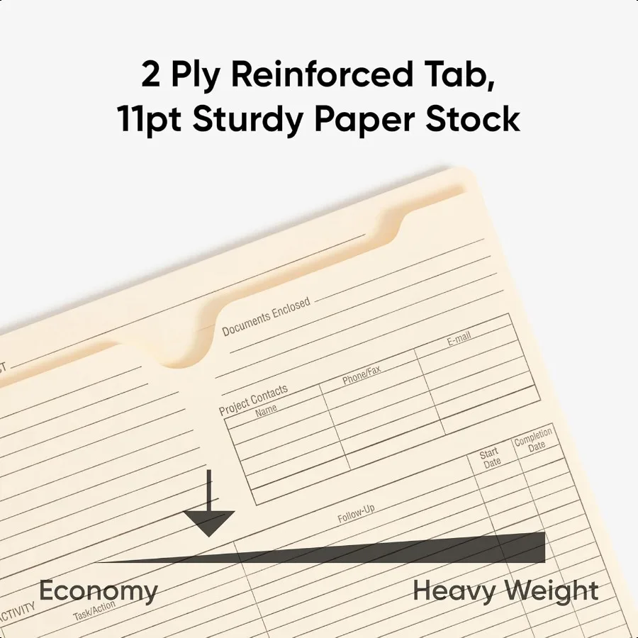 Project File Jackets 25 Count Manila Reinforced Straigut Tabs พิมพ์หน้าหลังและ Tab 2 Expansion Letter Size 75621