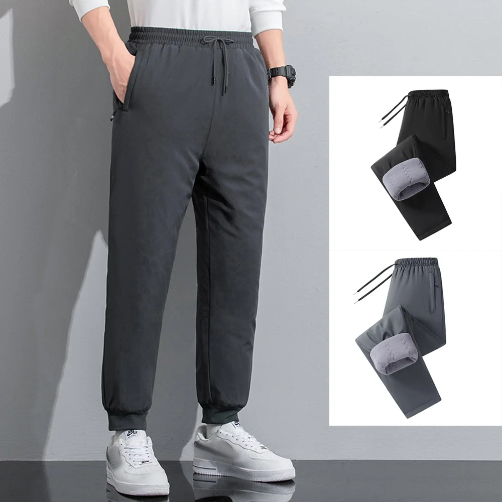 

Men's Winter Thiened Cotton Pants Outdoor Wear Sports Leisure Fce Lined Windproof Warm Knee Padded Long Trousers