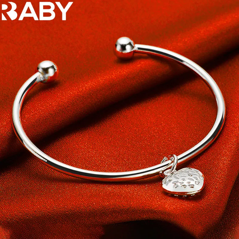 

URBABY 925 Sterling Silver Hollow Heart Bangles Bracelets For Woman Wedding Engagement Party Gift Fashion Charm Jewelry