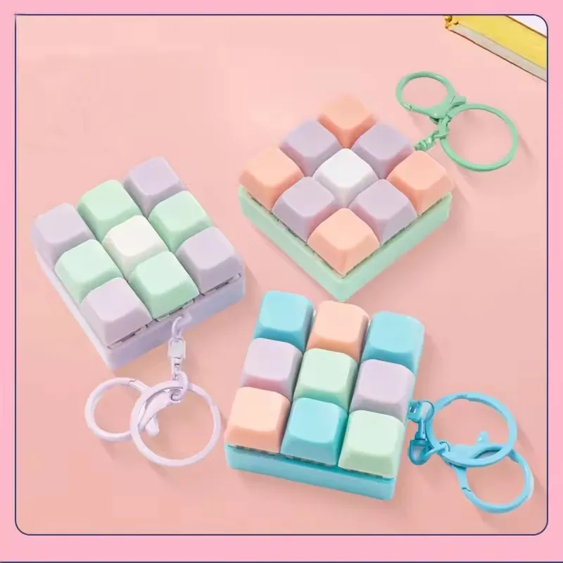 Nine-key Tetris Fingertip Pressing Key Keychain Adult Stress-relieving Finger Keyboard Game Key Chain Stress-relieving Magic Toy