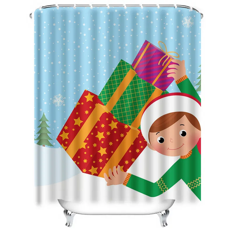 TU rideau de douche de noël, décor de vacances festif, ensemble de salle de bain étanche, motif joyeux noël, toile de fond, décoration de maison de vacances Fe