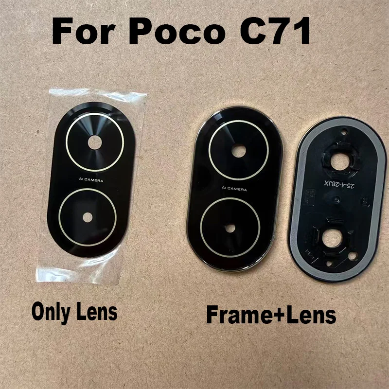 For Xiaomi Poco C71 Back Camera Lens Rear Glass Cover Glass With Frame Adhesive Sticker Replacement