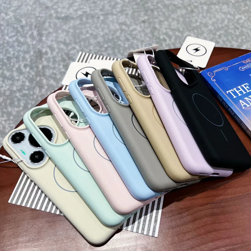 Colorful Liquid Silicone Magsafe Case For Huawei Pura 70 Pro Plus P70 Magnetic Wireless Charging Shockproof Cover