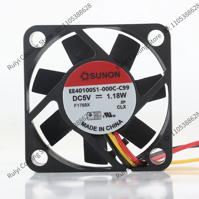 Original SUNON 4010 4CM EE40100S1-000C-C99 DC5V 1.18W 3-wire cooling fan