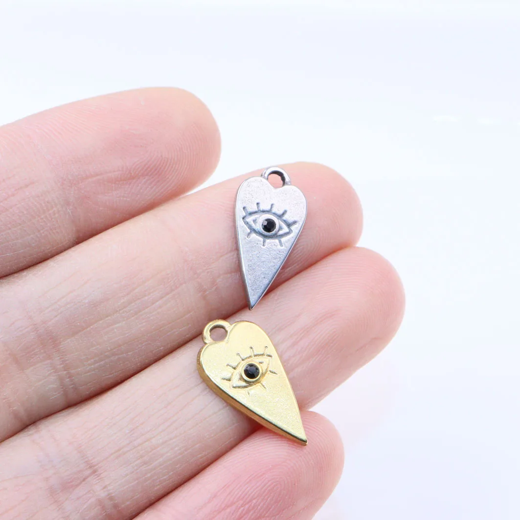 5pcs 17*8mm Wholesale Stainless Steel High Quality Heart Eye Charms Pendant DIY Necklace Earrings Bracelets Unfading 2 Colors