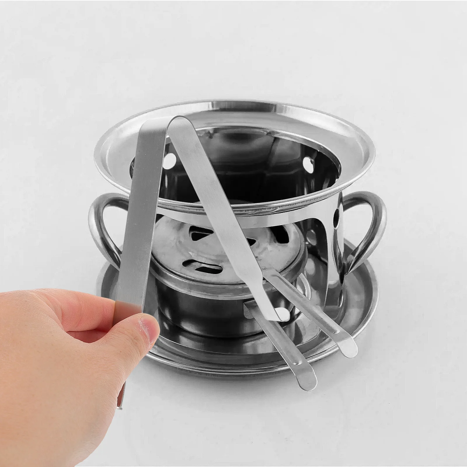 

2pcs Stainless Steel Alcohol Burner Lifter Hollow Steamer Clip For Countertop Stove Inner Tank Retrieval Camping Cooking Tool