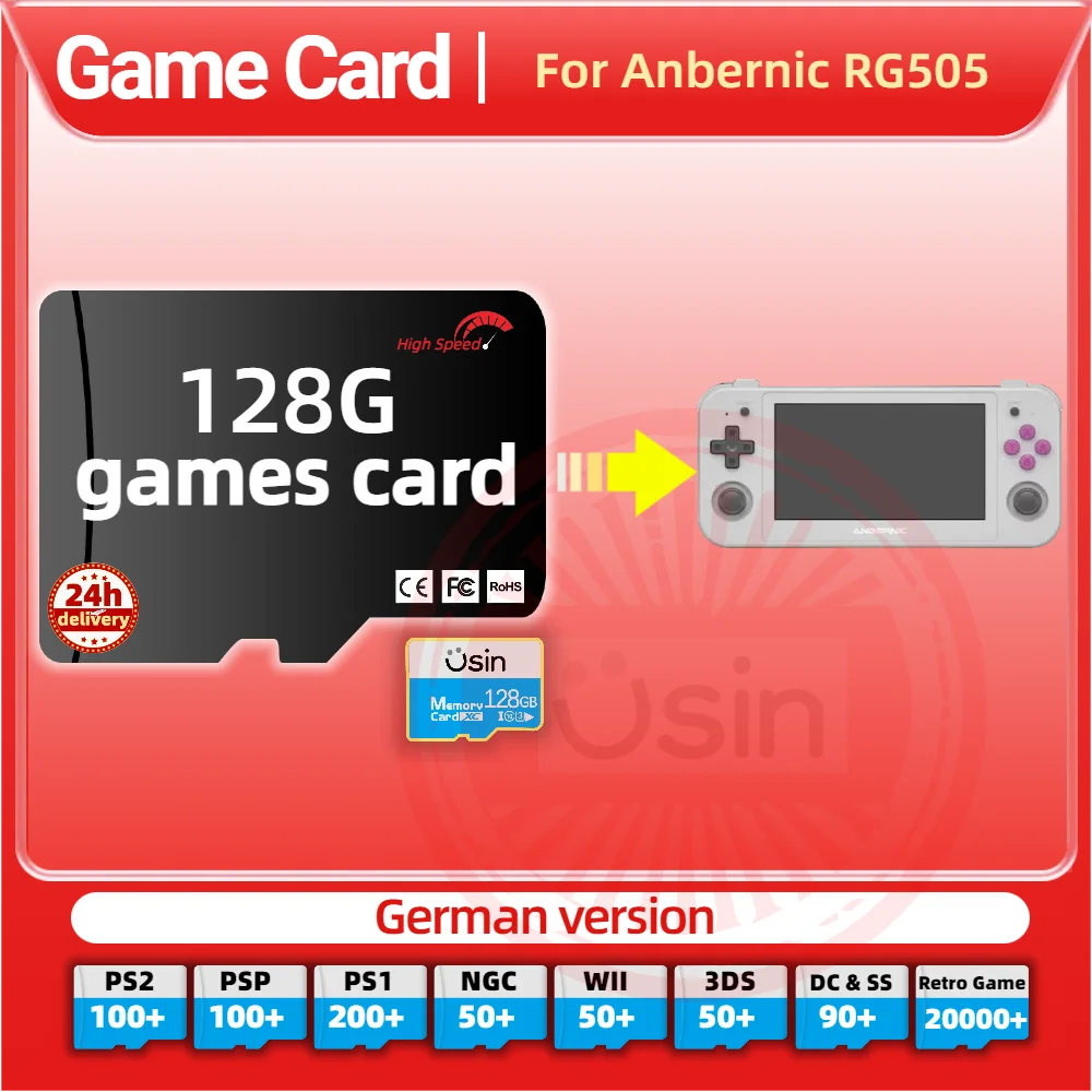 Memory Game Card For Anbernic RG505 German Version Retro PS2 PSP Games Android Gaming portable Console SD TF High Speed 128G