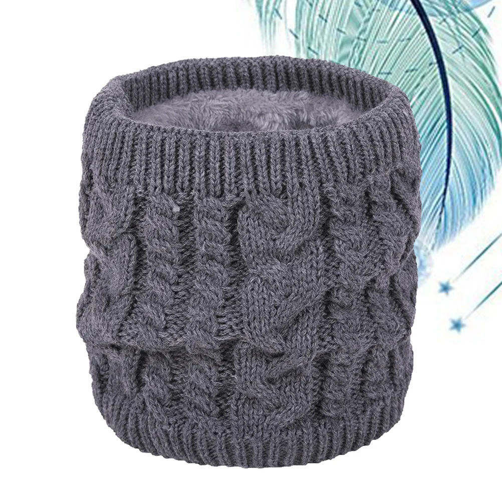 

Dark Grey Woolen Circle Scarf Knit Neck Warmer Winter Fashion Scarf Soft Warm Neck Collar for Cold Weather