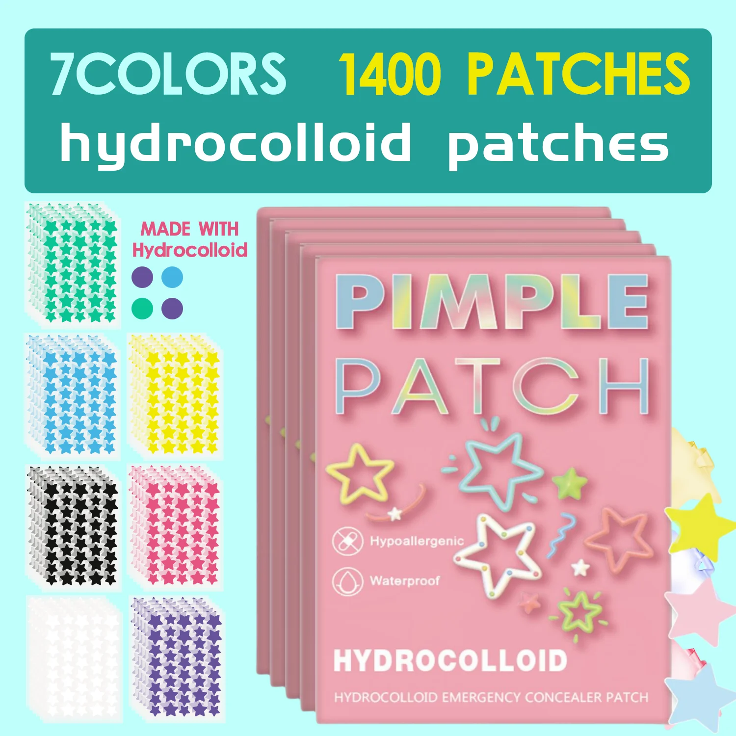 1400PCS Star Acne Patch, Facial Acne Patch, Concealer Patch, Acne Patch, ultra-thin and breathable
