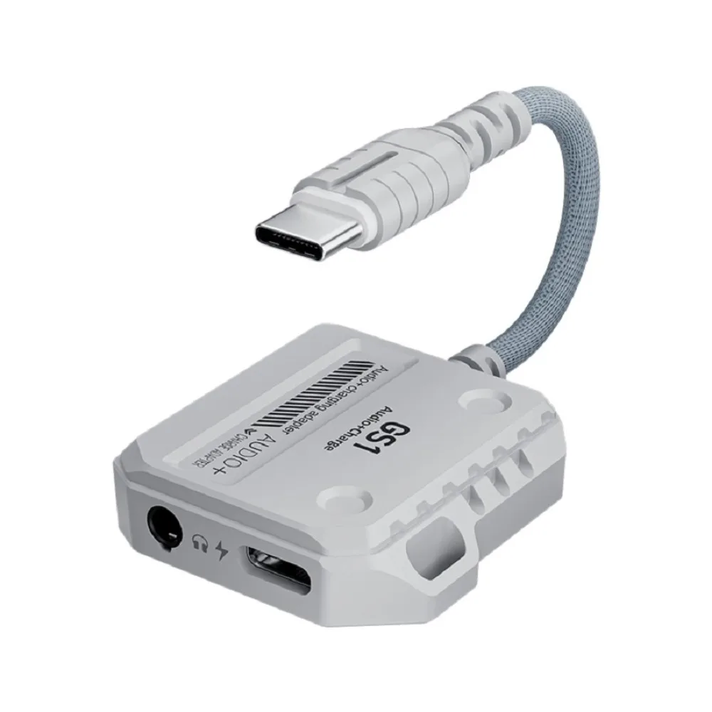 

Type-C Interface 2 in 1 USB C Adapter 3.5MM Double Port 2 in 1 Headphone Converter Intelligent Chip Fast Charging Audio Adapter