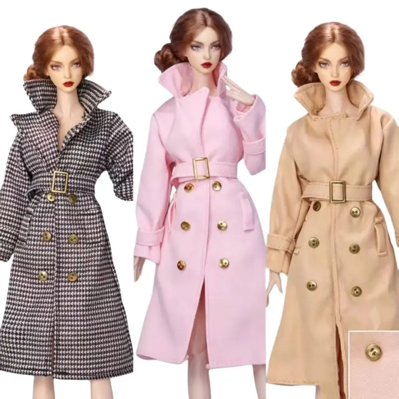 1 Set 1/6 Doll Clothes Accessories Elegant Long Trench Fashion City Girl Trench For 30cm Supermodel Doll Bag Shoes Dress Up
