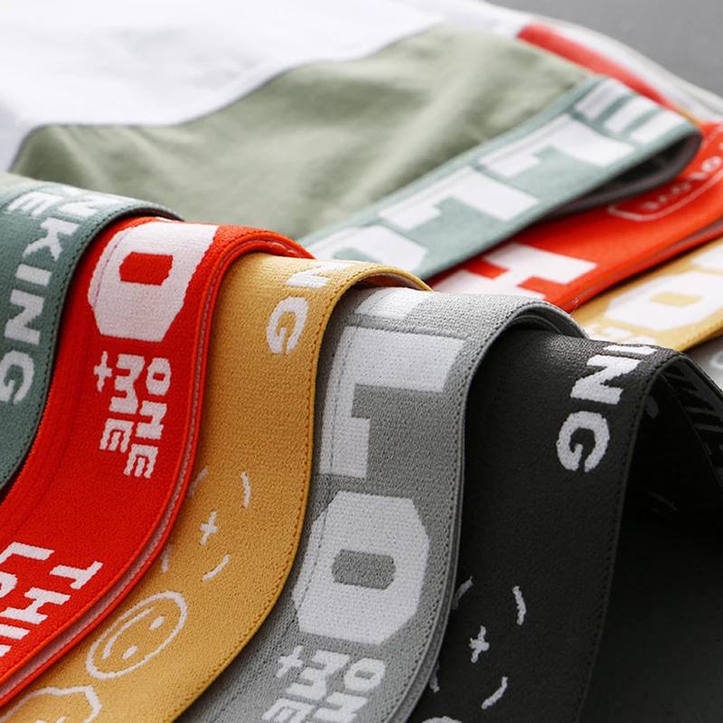 Men\'s underwear men\'s boxer shorts solid color breathable mid waist trendy mid waist four cornered shorts