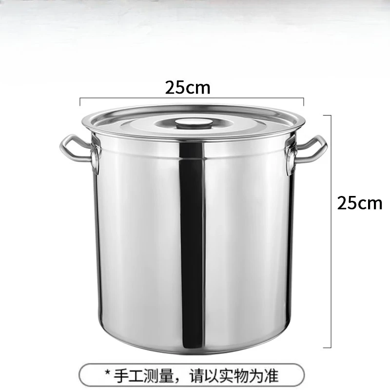 

Ведро из нержавеющей стали 304, круглое ведро с крышкой, большой суповый горшок, коммерческое утолщенное бытовое ведро