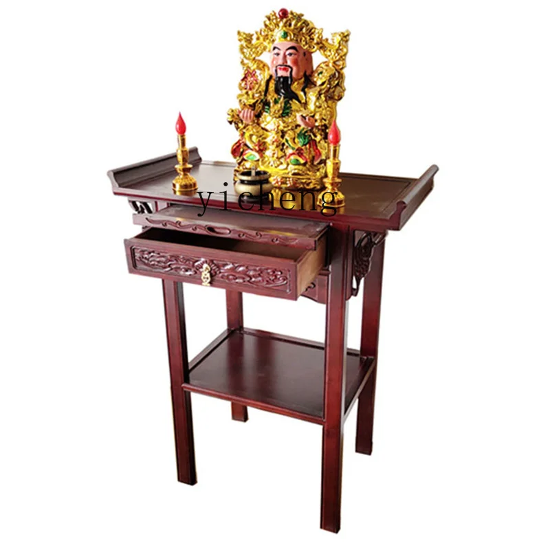 YY Solid Wood Altar Buddha Shrine Household Altar Incense Burner Table Economical Chinese Buddha Niche