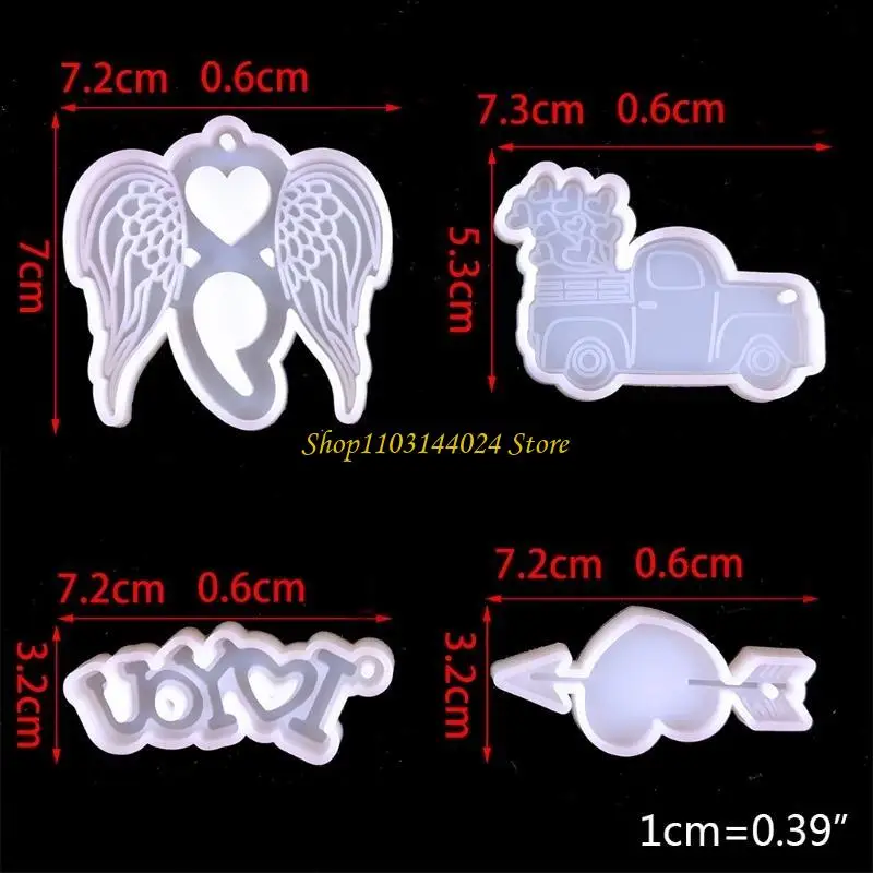 N5KE عيد الحب المفاتيح راتنجات الايبوكسي قالب معلقة المعلقات لتقوم بها بنفسك قالب من السيليكون #6