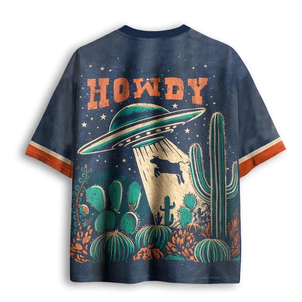 2026 Sommer Mode Neu Retro Gothic UFO Western Buffalo 3D-Druck Schnelltrocknendes T-Shirt Lässiges Lockeres V-Ausschnitt T-Shirt Groß – Detail 4