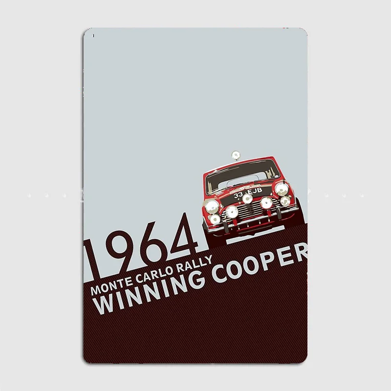 1964 Monte Carlo Rally Winning Cooper Vintage Metal Poster Sign Garage Club Indoor Wall Room Decoration Home Decor