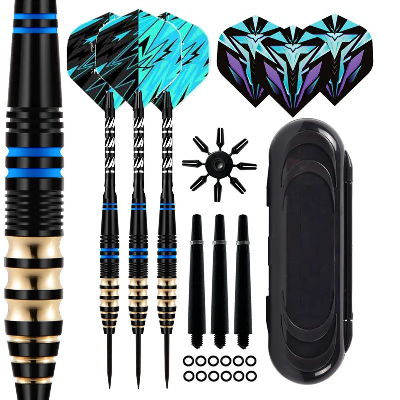 3-teiliges professionelles Darts-Spitzen-Set mit Stahlspitze, 23 g Darts-Dart-Metallspitzen-Set, 3 Aluminium-Dartschäfte + zusätzliche 3 Dart-Flights