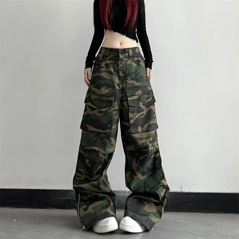 

Trashy Y2K 2000S Multi Pockets Camouflage Baggy Cargo Jeans Pants For Women Clothes Straight Lady Long Trousers Pantalon Femme